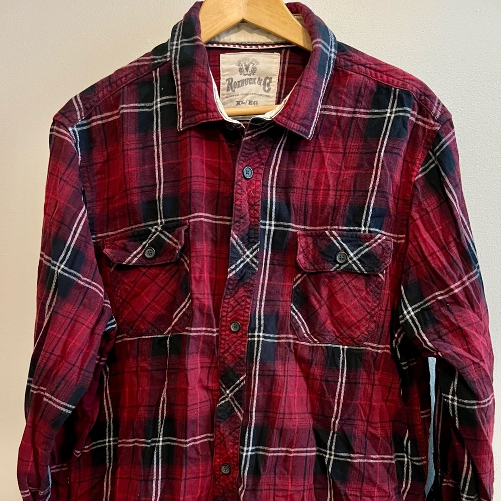 Roebuck & Co Red Plaid Button-Up Shirt